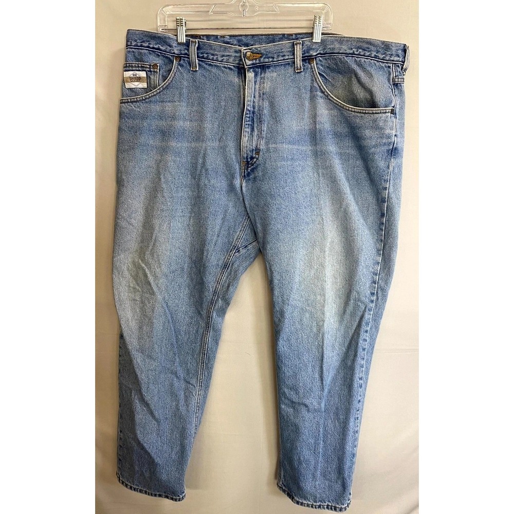 Diamond Gusset Straight Jeans Mens 45x30 Blue Denim Cotton Regular Medium Wash
